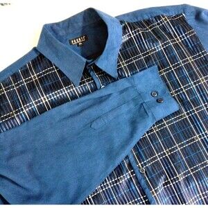 Pronti Collection By Phita Blue Button Front Shirt Size 4X Long Sleeve
